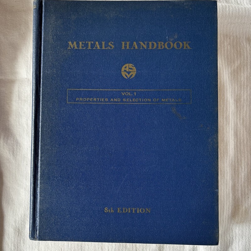 American Society Metals Handbook Properties & Selection 8th Edition Vol 1 1961