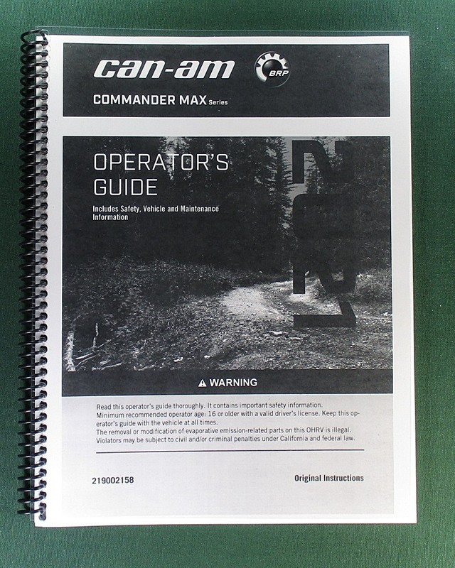 2021 Can-Am Commander MAX XT 1000R Owner’s Manual: 220 Pages & Clear Covers
