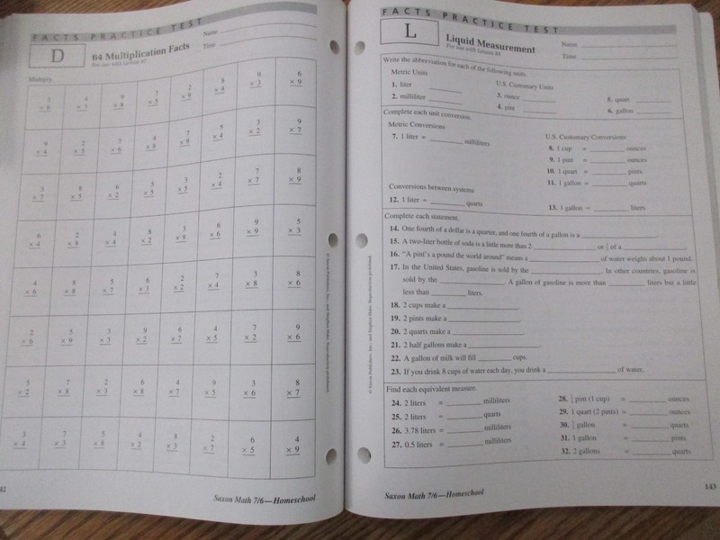 Saxon Math 7/6 (4th edition) (workbook/tests/solutions) gallery