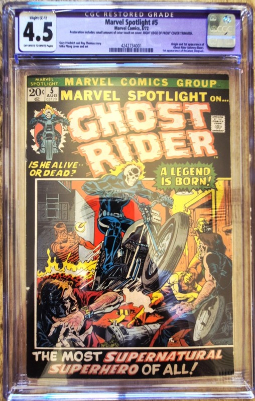 MARVEL SPOTLIGHT #5 – 1st App/Origin GHOST RIDER CGC Graded 4.5 Restored (1972)