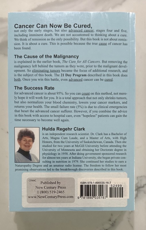 The Cure for All Advanced Cancers by Hulda Regehr Clark (Trade Paperback, 1999) gallery
