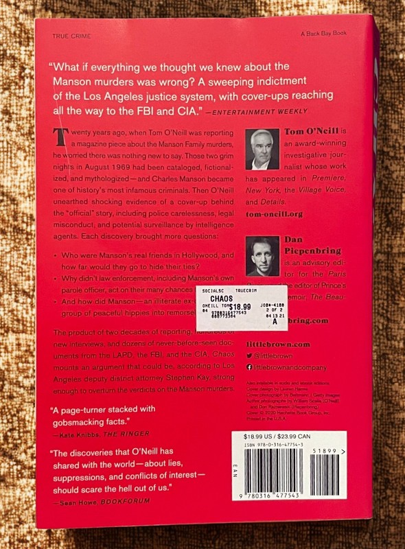 Chaos: Charles Manson, the Cia, and the Secret History of the Sixties Paperback. gallery