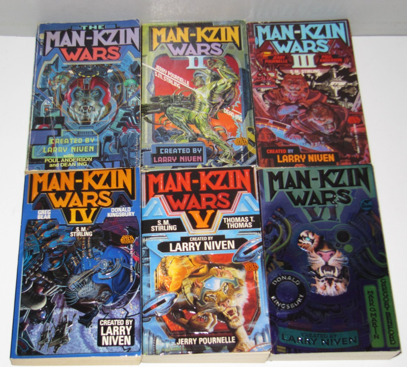 The Man-Kzin Wars #1-6 PB Science Fiction Baen Books created by Larry Niven