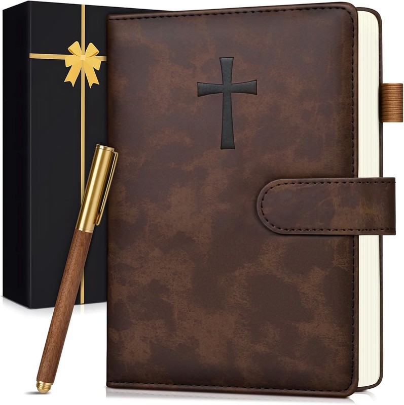 Leather Christian Bible Journal for Men, Prayer Journal for Scripture Study & Da