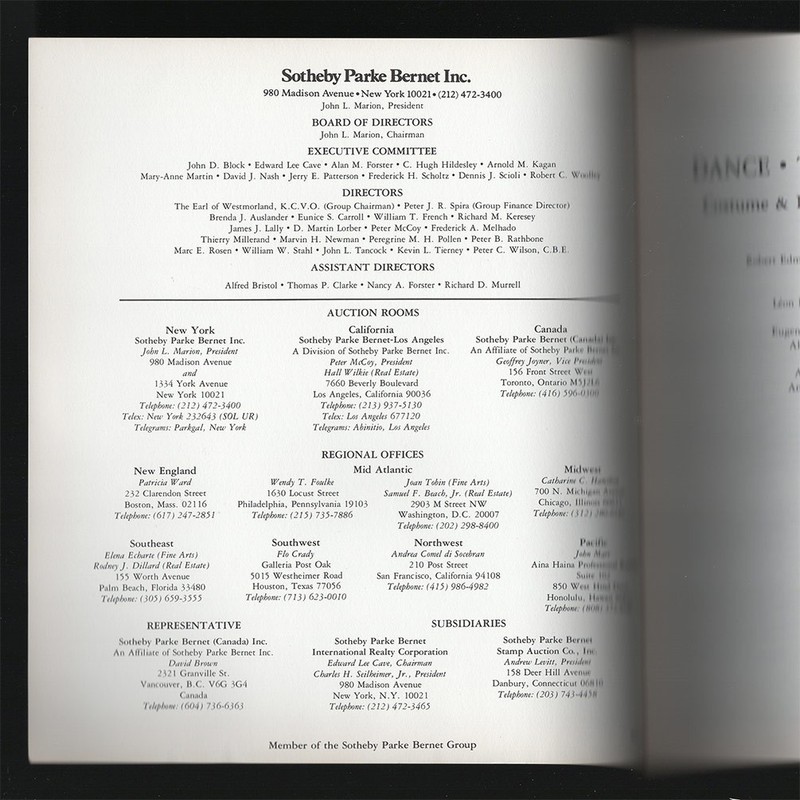 1980 Costumes Catalog Dance Theater Opera Music Hall Sotheby's gallery