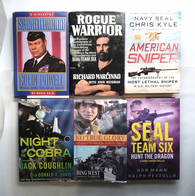Military war HB 6 books American Sniper Seal Team Fallujah Rogue Colin Powell