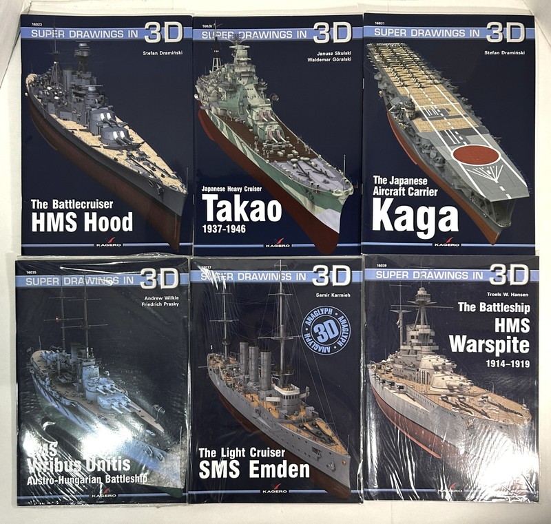 Set of 6 Super Drawings in 3D Fully Illustrated Model Ship Softcovers — TAKAO