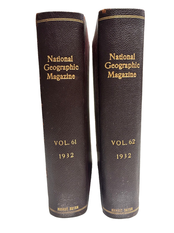 Vintage National Geographic Magazine 1932 Complete Year – 2 HC Books Vol. 61, 62