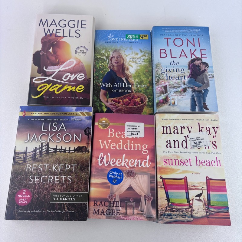 Lot of 6 Mixed Authors and Mixed Variety Paperback Lot Romance Books