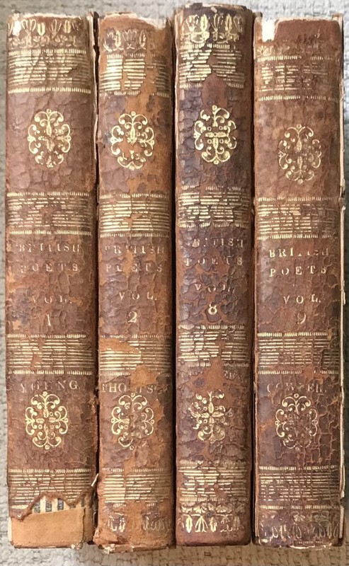 «THE BRITISH POETS VOLS 1. 2. 8. 9» 1821 FULL LEATHER 4 VOLS VG –