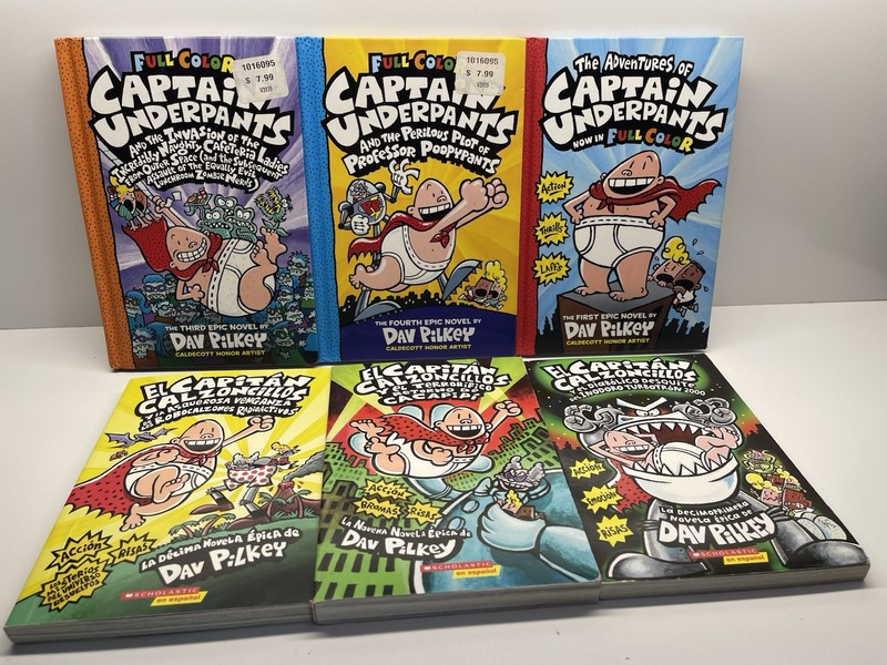 Captain Underpants Books – Lot of 6 – Dav Pilkey- Great Books (3) In Spanish