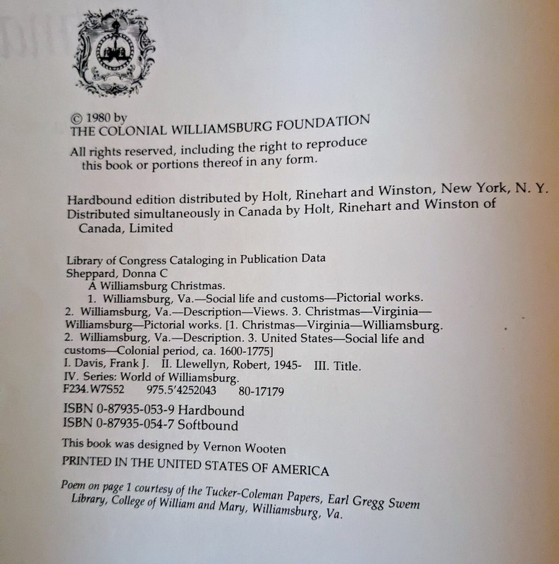 A Williamsburg Christmas 1980(The World of Williamsburg) - Paperback - VERY GOOD gallery