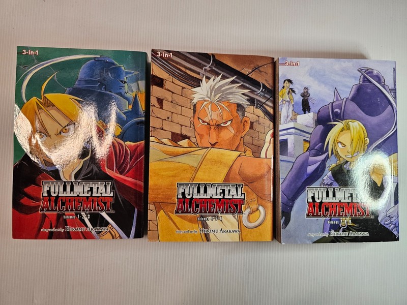 3 x Fullmetal Alchemist Manga 3-in-1 Volumes 1-12 by Hiromu Arakawa – Paperback