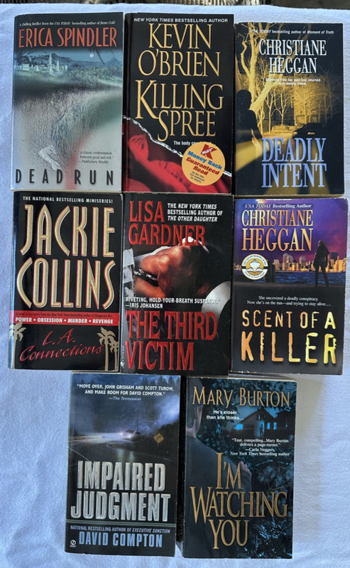 Vintage Lot of 8 Suspense, Thriller Fiction Mixed Authors PB-Collins, O’Brien…