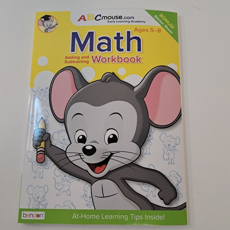 ABC Mouse Workbook Math Add Subtraction Early Learning Ages 5-8 Bonus Stickers