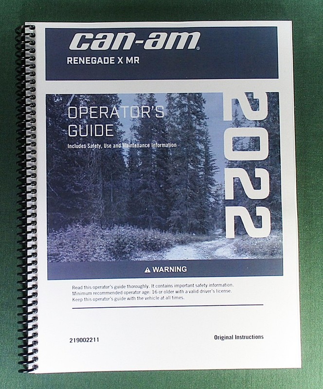 2022 Can-Am Renegade X MR 650 Owner’s Manual: 218 Pages & Protective Covers