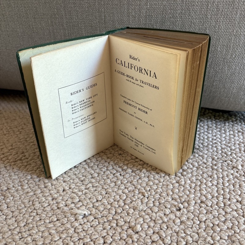 RIDER'S CALIFORNIA Guide For Travelers 1925 1st Edition Antique Book w/Maps gallery