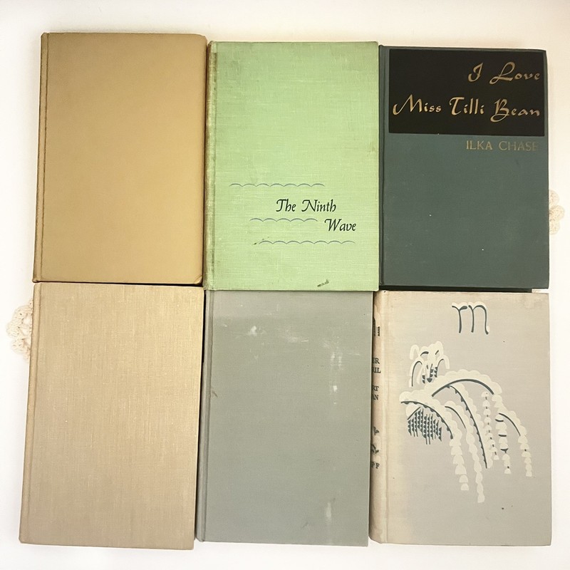 Lot of 6 Vintage Book Stack Bundle Gray Green Library Academia Prop Shelf Decor gallery