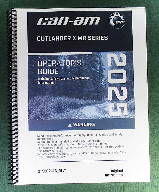 2025 Can-Am Outlander X MR 850 Owner’s Manual: 392 Pages & Protective Covers