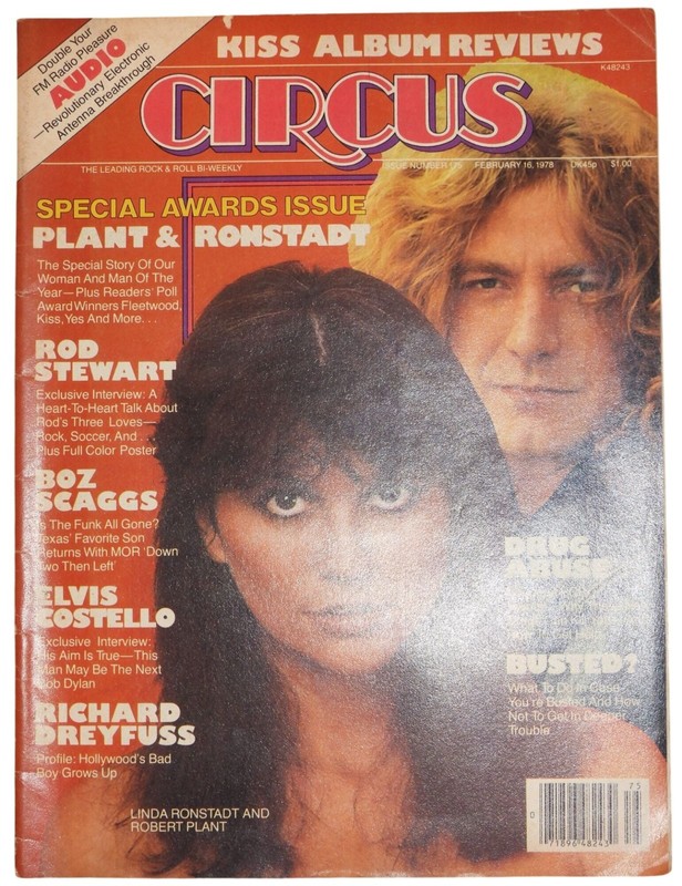 Circus Magazine 1978 February 16 Robert Plant Linda Ronstadt Rod Stewart Poster