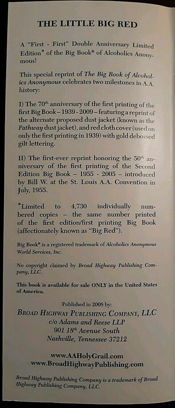 AA PUBLISHERS PROOF LTD COLLECTORS EDITION Pathway to a Cure BIG BOOK Numbered gallery