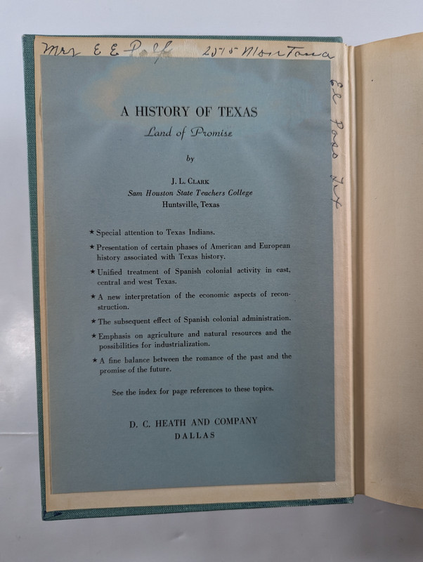 A History of Texas Land of Promise Hardcover Book 1939 J.L. Clark Vintage gallery