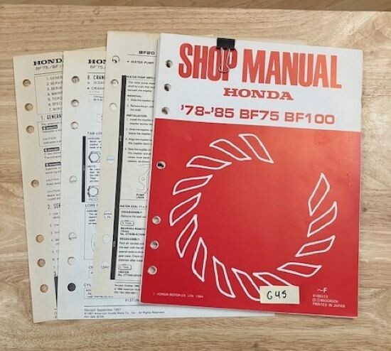 OEM HONDA 1978-1985 BF75 BF100 OUTBOARD MOTOR SERVICE MANUAL W/SUPPLEMENTALS