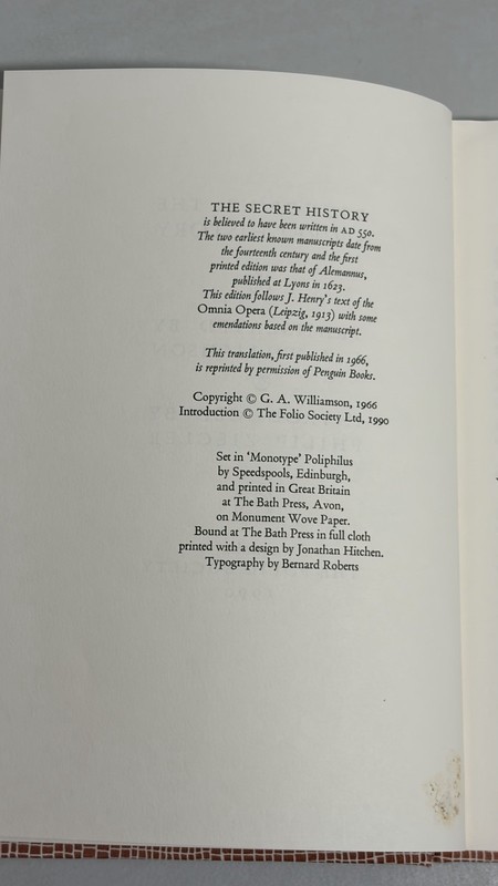 London Folio Society Procopius: The Secret History 1990 W/ Maps Plates Slip Case gallery