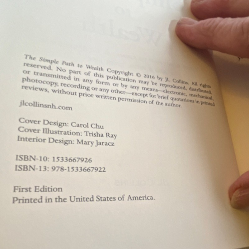 JL Collins Simple Path to Wealth Trade Paperback CreateSpace 2016 Finance gallery
