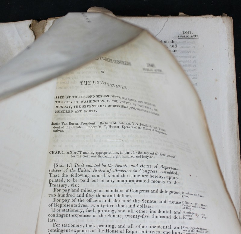 Original 1841 Acts of Secon Session Twenty-Sixth Congress of the United States gallery
