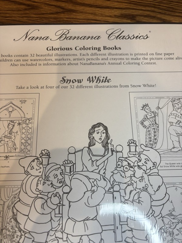 Snow White Nana Banana Large Coloring Book Vintage Sealed 32 Pages 20” X 14” gallery