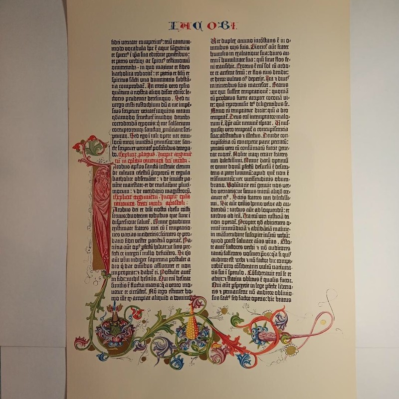 James Gutenberg Bible Illuminated Facsimile Leaf 1961 Cooper Square Publishers