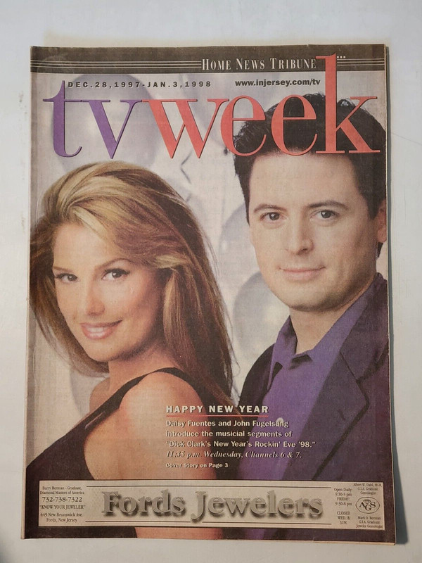 HOME NEWS TRIBUNE NJ TV WEEK MAGAZINE DEC 28 1997 DAISY FUENTES JOHN FUGELSANG