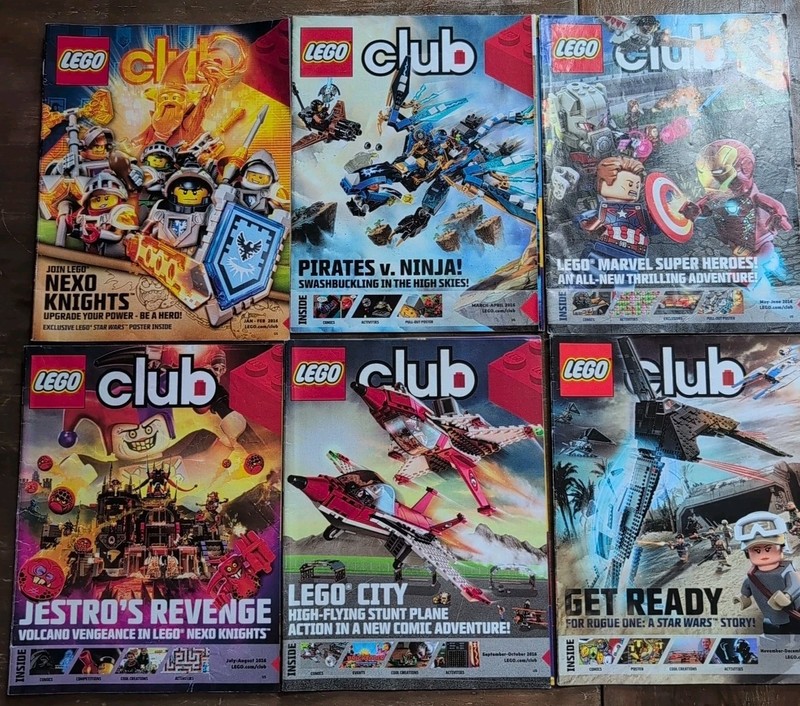 Lot of 6 Issues of LEGO Club Magazine Complete 2016 Year – Used