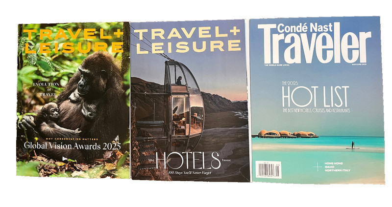 3 New Unread Issues Travel + Leisure & Conde Nast Traveler Magazines 2025