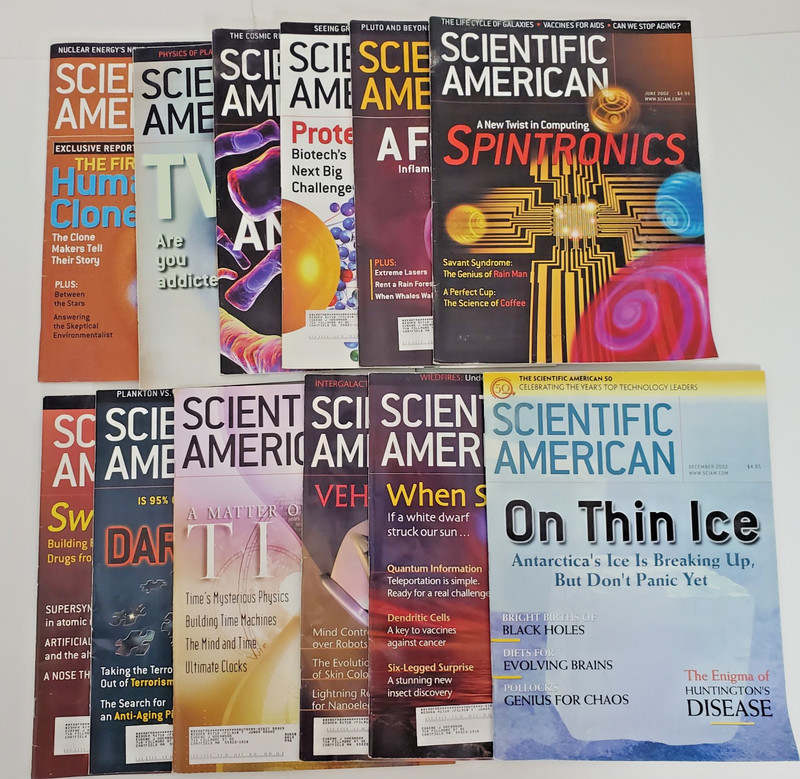 Scientific American magazine Lot 2002 Complete Set Jan-Dec