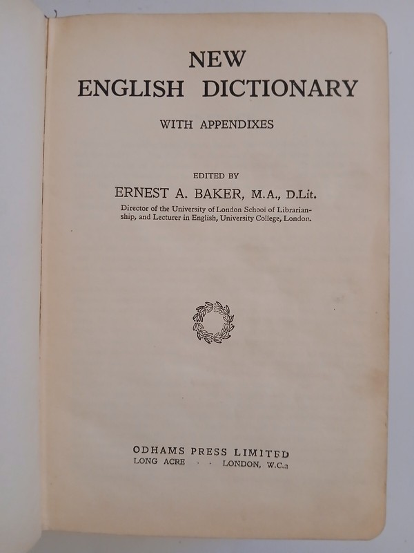 New English Dictionary Passing Show Edition Ernest A Baker HB 1st 1932 Odhams