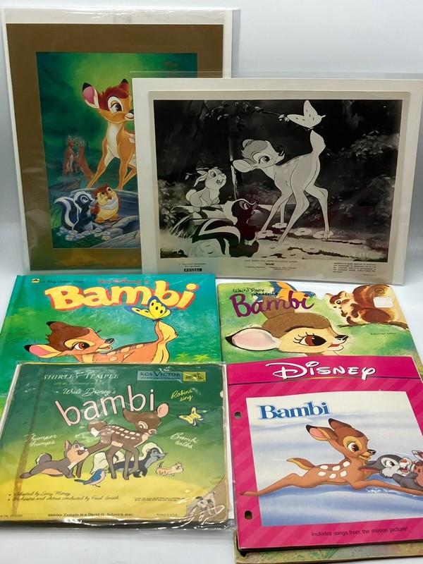 Walt Disney’s Bambi Lot – Movie Prints, Big Golden & Whitman Book, Record, Etc