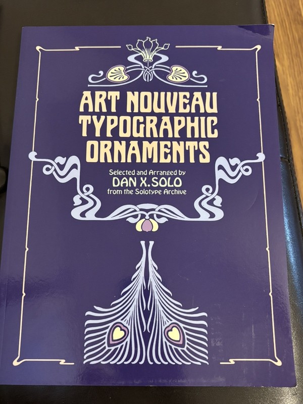 Dover Craft Books 2016 Art Nouveau Typographic Ornaments Softcover Book 8×10”