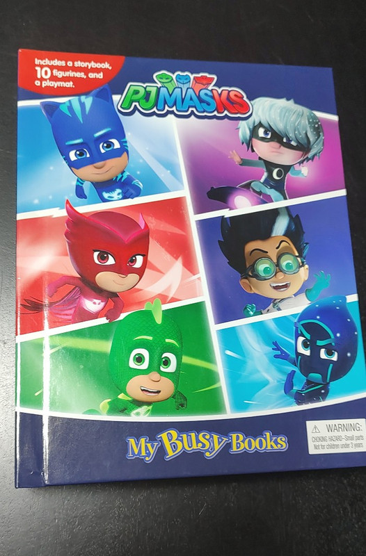 PJMASKS Busy Book, 10 figurines and a play mat enclosed in book 3 years and up