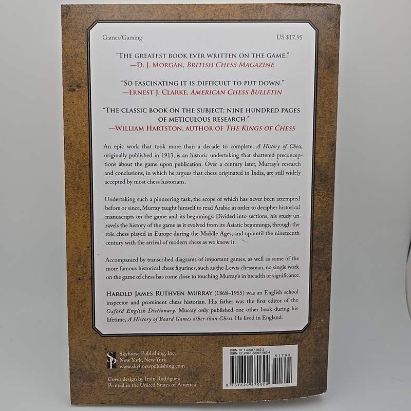 A History of Chess: The Original 1913 Edition by H J R Murray Softcover Skyhorse gallery