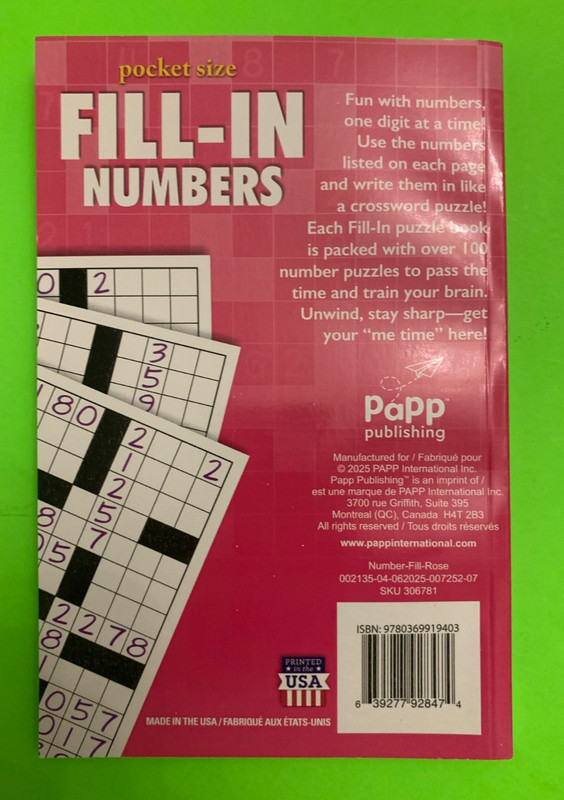 Fill-In Numbers Puzzle Book Vol. 4-7-8 Travel size gallery