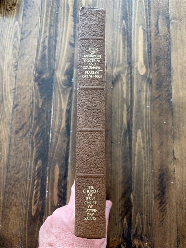 1996 Large Print Brown Sim Leather LDS Triple Scriptures 9-1/2” X 6-1/2” Clean!
