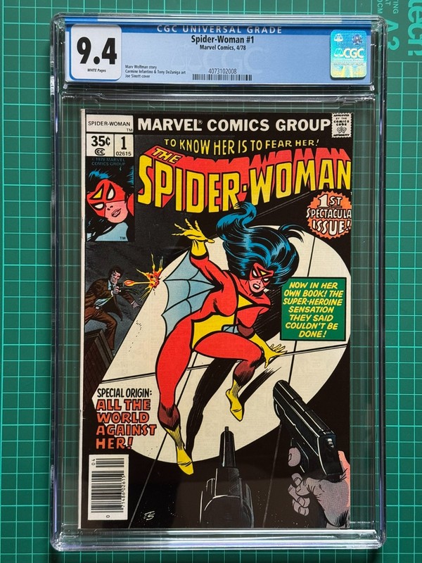 Spider-Woman #1 CGC 9.4 Near Mint with White Pages April 1978 Newsstand Edition.