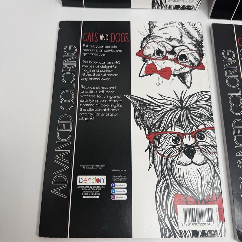 Bendon Advanced Coloring Cats & Dogs Adult Coloring Books Lot of 4 gallery