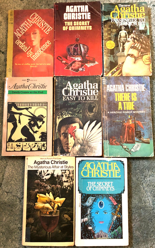 Agatha Christie books, lot of 8, Ordeal By Innnocence, The Secret of Chimneys