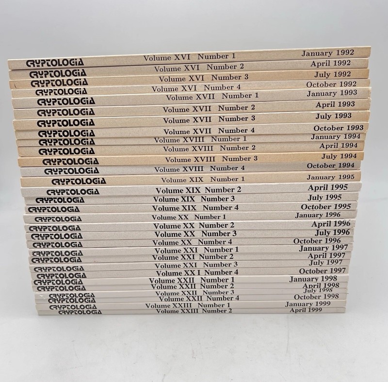 Cryptologia Journal Lot of 30 Issues – Jan 1992 thru Apr 1999 Cryptology Ciphers