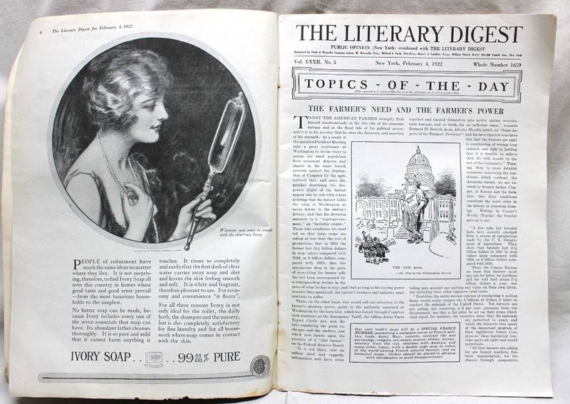 THE LITERARY DIGEST MAGAZINE 4 FEBRUARY 1922 NEWS GENERAL INTEREST VINTAGE gallery