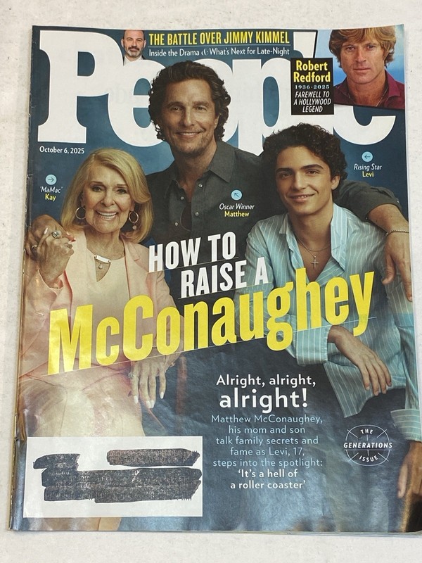 People Magazine Oct 6 2025 Matthew McConaughey Levi Jimmy Kimmel Robert Redford