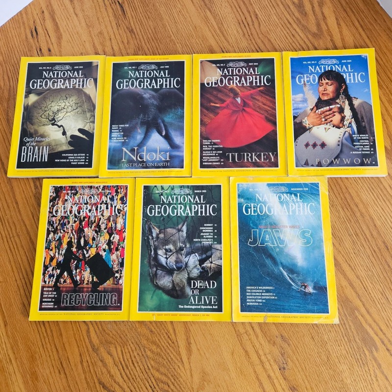 National Geographic Magazine Vtg 1994, 1995, 1998 Lot of 7 Issues